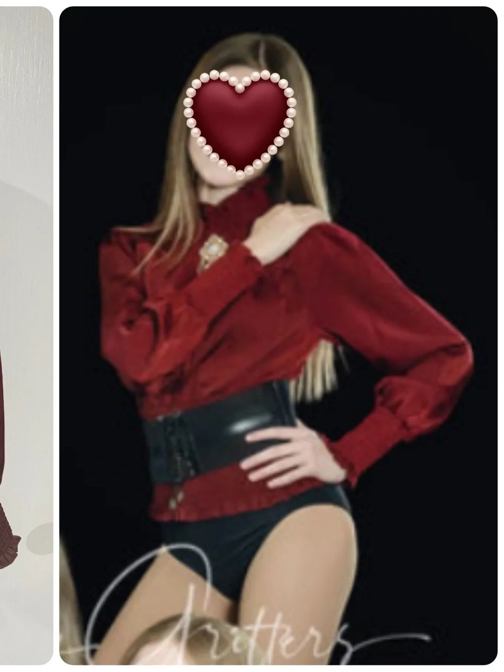 Balerea Dance Costume. Women's Burgundy Victorian-Inspired Smocked Waist Blouse